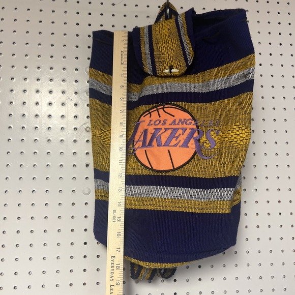 L.A. Lakers Backpack Woven Tapestry Red Black Cinch Close NBA Book Bag Logo - Picture 2 of 5